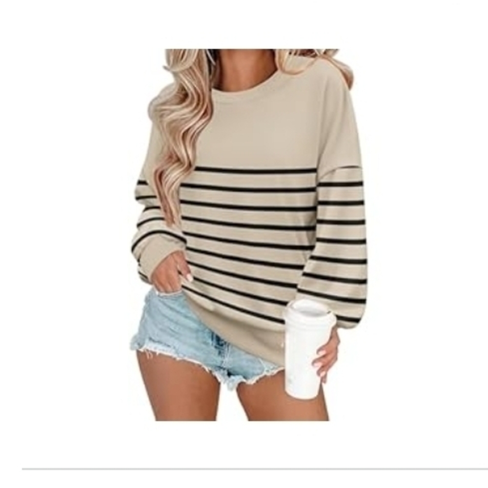Striped Beige and Black Sweatshirt